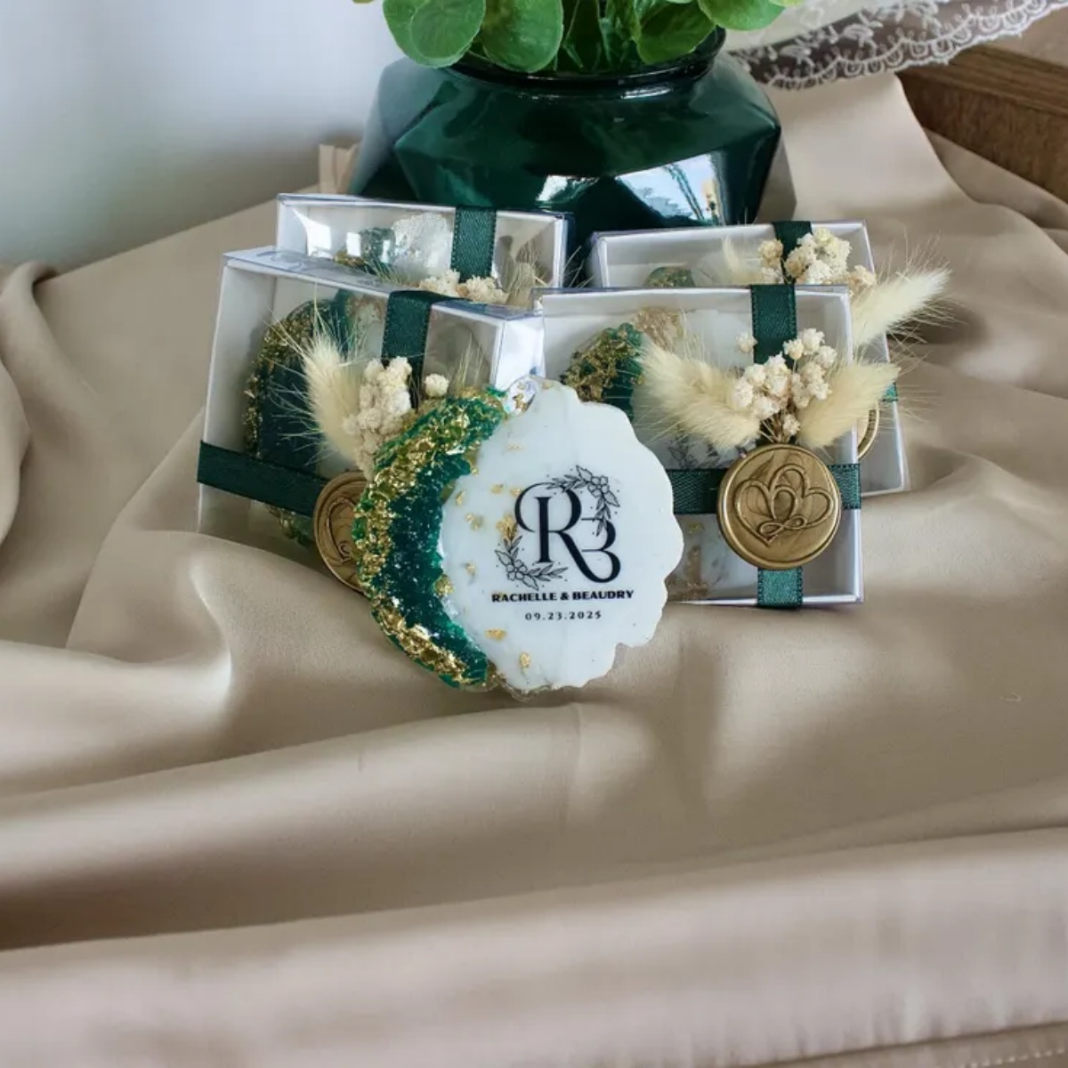 Resin Art Design For Wedding - Персонализированный свадебный магнит из эпоксидной смолы,