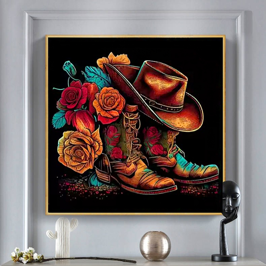 Resin Art For Rose - Ковбойская шляпа Сапоги Наборы алмазной живописи