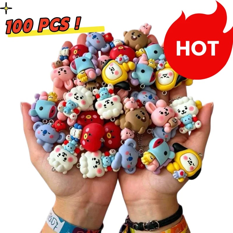 Resin Art Earrings - 7 шт. смоляных мультяшных шармов BT21